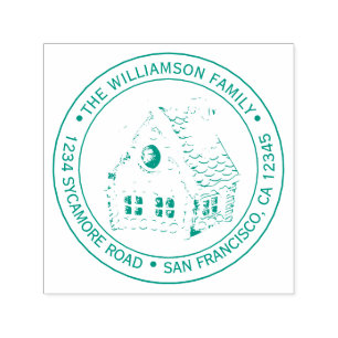 Vintage Christmas Gingerbread House Return Address Self-inking Stamp