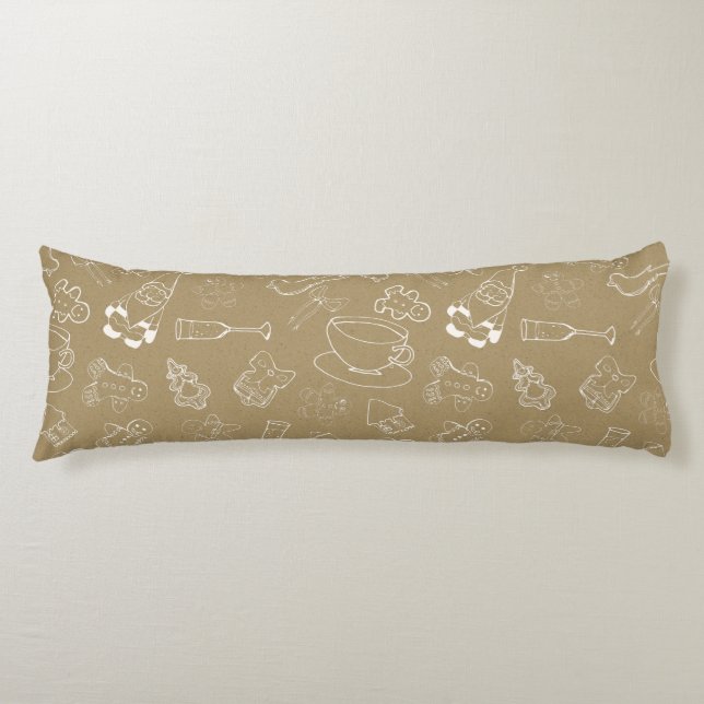 vintage christmas Gingerbread Man and santa Body Pillow (Front)