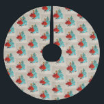 Vintage Christmas Girl Decorating Tree Brushed Polyester Tree Skirt<br><div class="desc">Cute Retro Vintage Christmas Girl Decorating Tree Holiday Brushed Polyester Tree Skirt.</div>