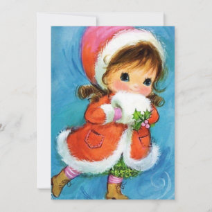 Vintage Christmas Girl Ice Skating Holiday