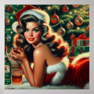 Vintage Christmas Girl Poster