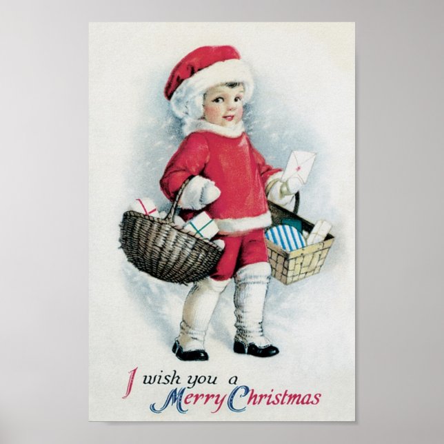 Vintage Christmas Girl Poster (Front)