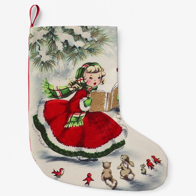 Vintage Christmas Girl Stocking (Front)