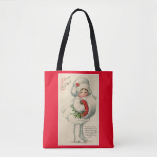Vintage Christmas Girls Tote Bag