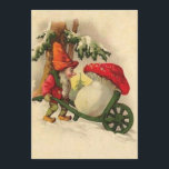 Vintage Christmas Gnome Hauling a Mushroom Holiday Card<br><div class="desc">Vintage Christmas Gnome Hauling a Mushroom Holiday Card.   You can transfer this image to any kind of card or product by scrolling down and clicking on "Transfer Product".</div>