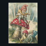 Vintage Christmas Gnomes On Mushroom Holiday Card<br><div class="desc">Vintage Christmas Gnomes Sitting On Top Of Mushroom Holiday Card.</div>