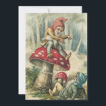 Vintage Christmas Gnomes On Mushroom Holiday Card<br><div class="desc">Vintage Christmas Gnomes Sitting On Top Of Mushroom Holiday Card.</div>