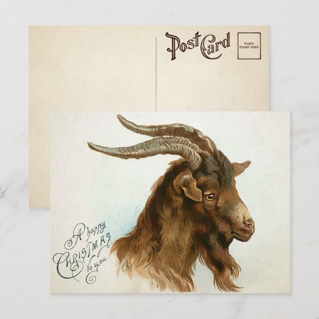 Vintage Christmas Goat Postcard (Front/Back)