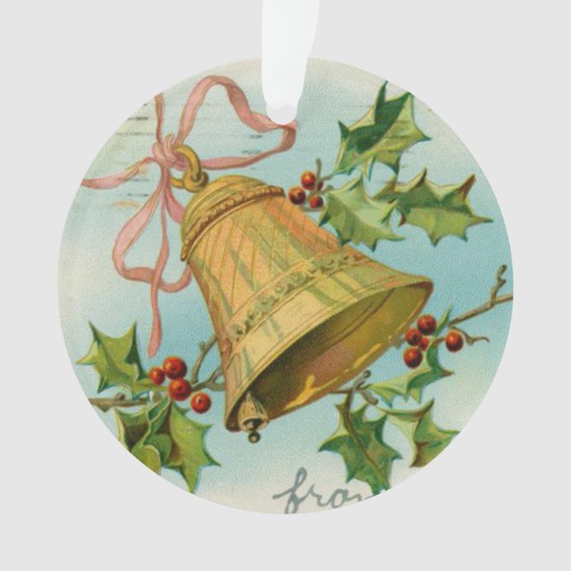 Vintage Christmas Gold Bells Ornament (Front)