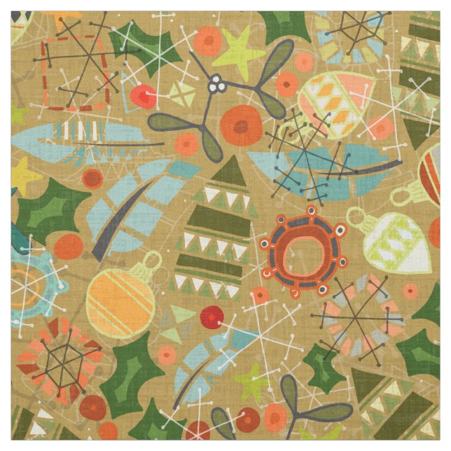 vintage christmas gold fabric (Swatch)