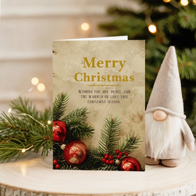 Vintage Christmas Gold Greeting Card | Classic Red (Send love in timeless style — our Vintage Gold Christmas card makes every wish feel special.)
