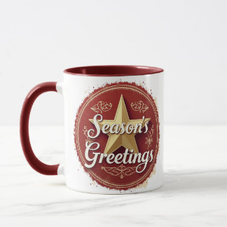 Vintage Christmas,Gold Star Christmas Mug