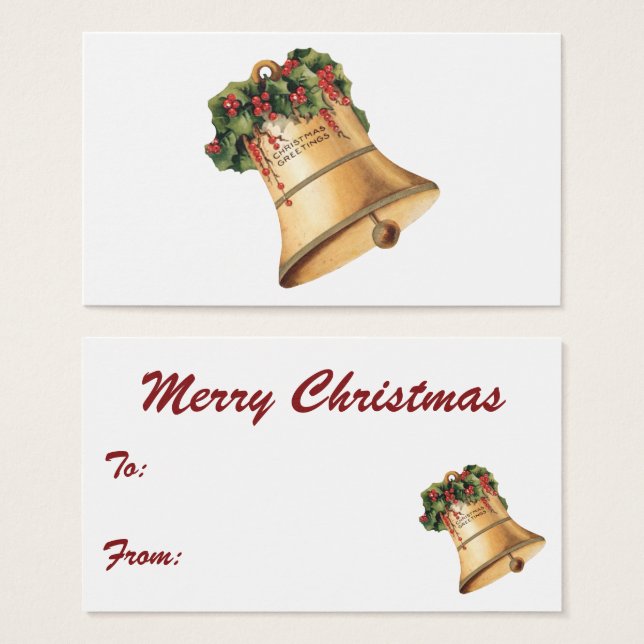 Vintage Christmas Golden Bells, Season's Greetings (Front & Back)