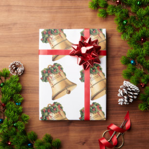 Vintage Christmas Golden Bells, Season's Greetings Wrapping Paper