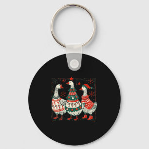 Vintage Christmas Goose Santa Funny Duck Xmas  Keychain