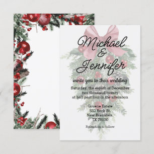 vintage christmas greenery ornaments wedding  invitation