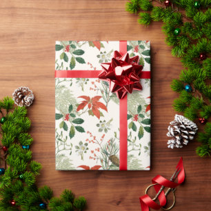 Vintage Christmas Greenery Pattern Wrapping Paper