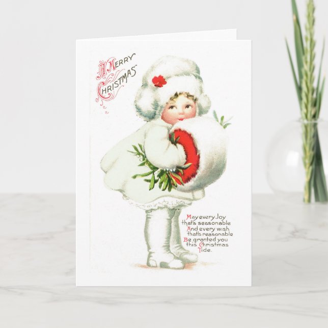 Vintage Christmas Greeting Card Traditional Card (Front)