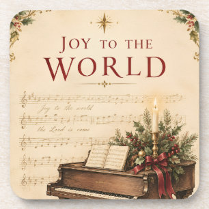 Vintage Christmas Greeting , Classical Music style Coaster