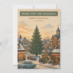 Vintage Christmas Greeting, Storybook Main Street Card