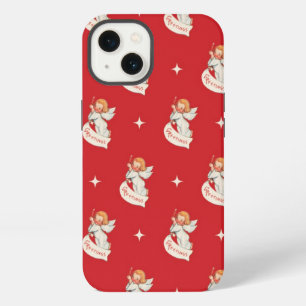 Vintage Christmas Greetings, Angels with Stars iPhone 13 Case