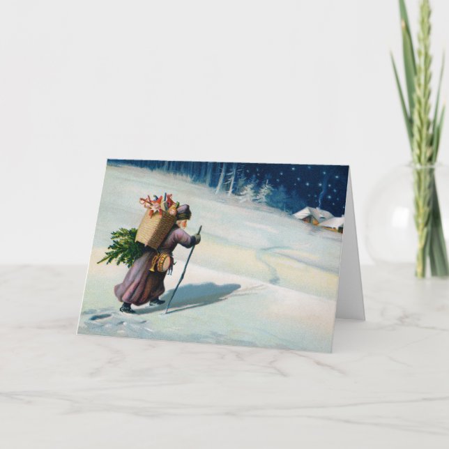 Vintage Christmas Greetings Missing you Holiday Card (Front)