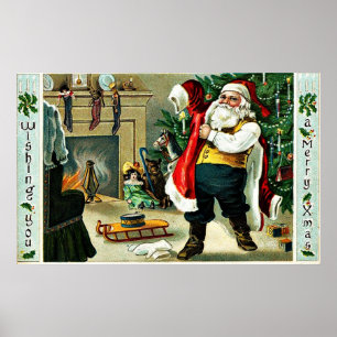 Vintage Christmas Greetings Poster