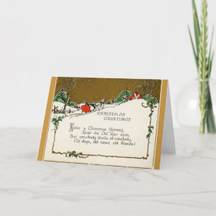 Vintage Christmas Greetings to Friends, Holiday Card