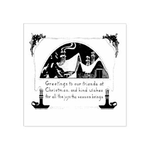 VINTAGE "CHRISTMAS GREETINGS" WOOD ART STAMP