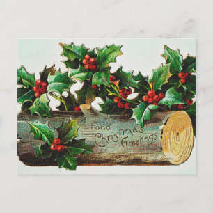 Vintage Christmas Gretings Holiday Postcard