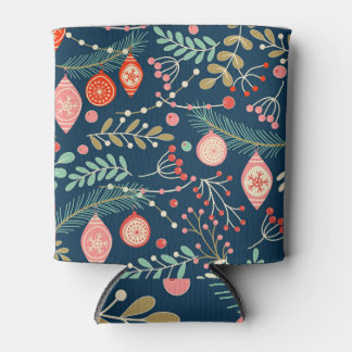 Vintage Christmas Hand Drawn Seamless Can Cooler