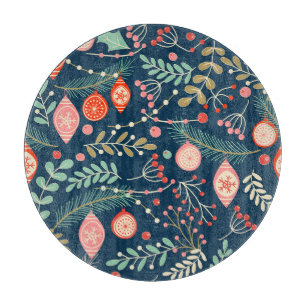 Vintage Christmas Hand Drawn Seamless Cutting Board