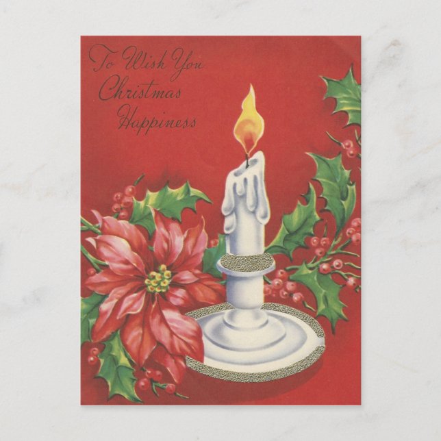 Vintage Christmas Happiness Holiday Postcard (Front)