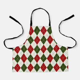 Vintage Christmas Harlequin Plaid Apron