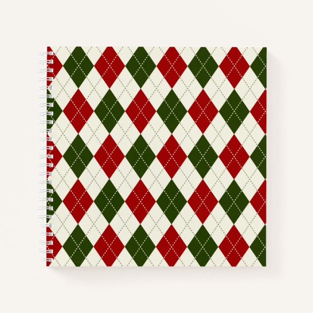 Vintage Christmas Harlequin Plaid | Notebook (Front)