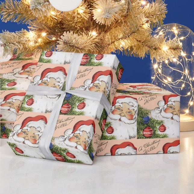 Vintage Christmas Hello! Jolly Santa Claus Wrapping Paper (Holidays)