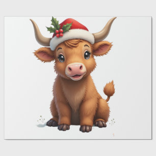 Vintage Christmas Highland Cow Cute Holiday Farm A Wrapping Paper