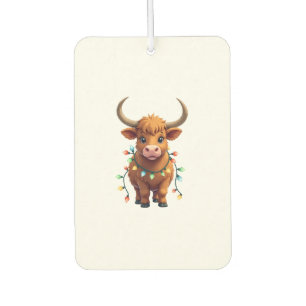 Vintage Christmas Highland Cow Cute Retro Holiday Air Freshener