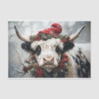 Vintage Christmas Highland Cow Decoupage