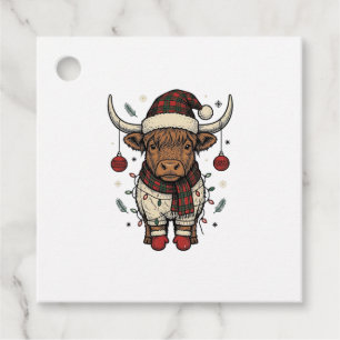 Vintage Christmas Highland Cow Holiday Shirt_1 Favour Tags