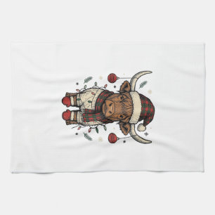Vintage Christmas Highland Cow Holiday Shirt_1 Kitchen Towel