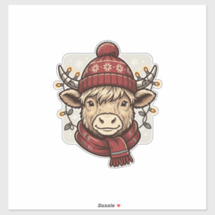 Vintage Christmas Highland Cow Vector Shirt Design