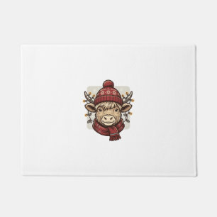 Vintage Christmas Highland Cow Vector Shirt Design Doormat