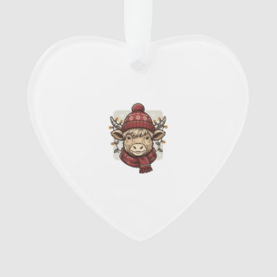 Vintage Christmas Highland Cow Vector Shirt Design Ornament