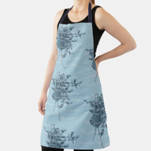 Vintage Christmas holiday bells blue neutral Apron