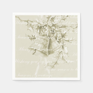 Vintage Christmas holiday bells neutral Napkin