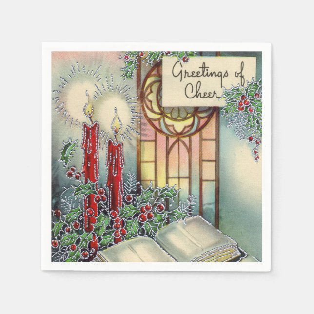 Vintage Christmas Holiday Church party napkins (Front)