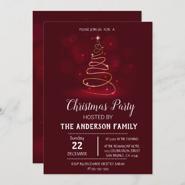 Vintage  Christmas Holiday Invitation (Front/Back)