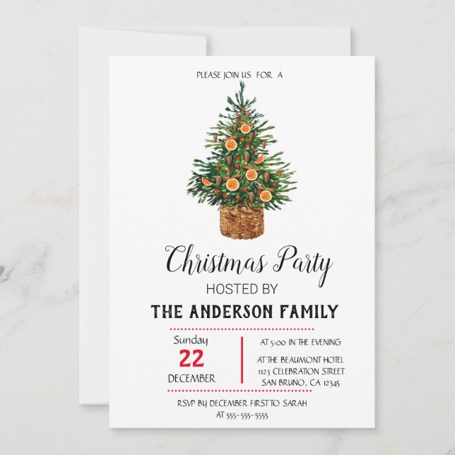 Vintage  Christmas Holiday Invitation (Front)