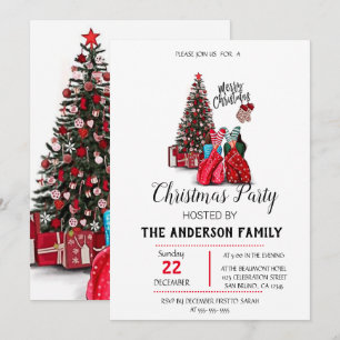 Vintage  Christmas Holiday Invitation